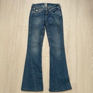 True Religion Low Rise Boot Cut Medium Blue Wash Jeans